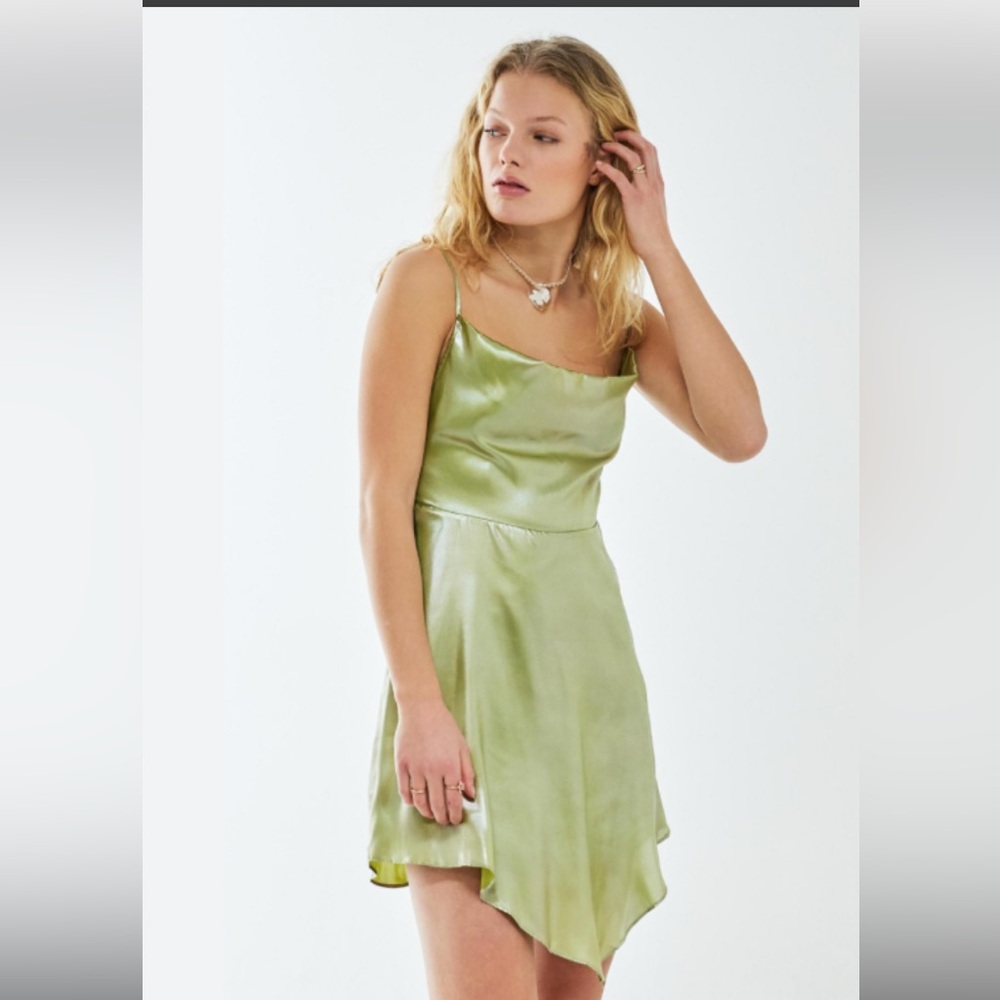 Urban Outfitters Mallory Asymmetrical Metallic Mini Dress New Without Tags